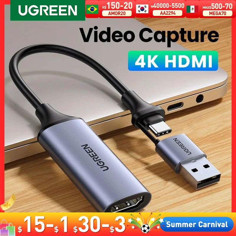 【NEW-IN】UGREEN video zachytit karta 4K HDMI na USB/USB-C HDMI video chytač skříňka pro PC počítač kamera bydlet říčka zaznamenat setkat