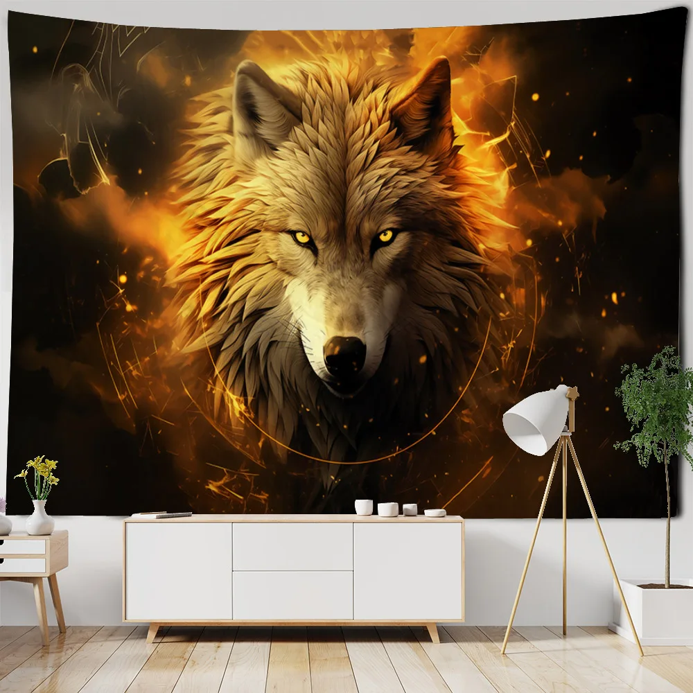 

Wolf Art Tapestry Animal Forest Landscape Room Decoration Wall Hanging Fantasy Cartoon Home Wall Art Decoration tapestry