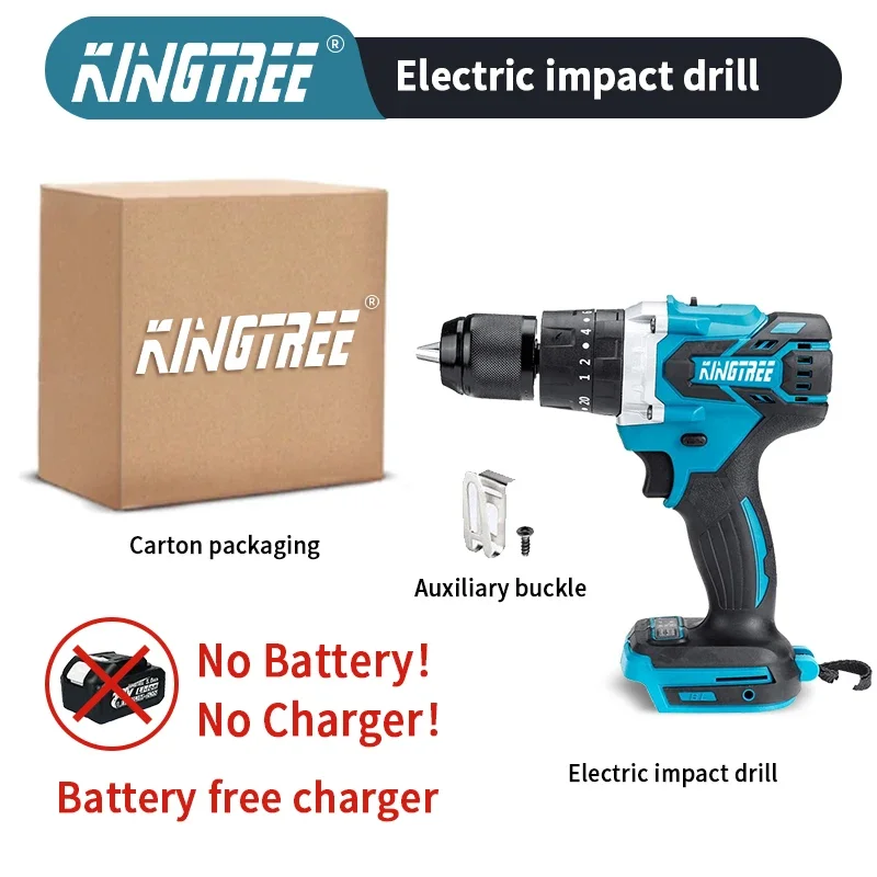 

Kingtree Wholesale Brushless Electric Impact Drill Cordless Screwdriver Charging Hand Drill For Makita 18V Battery drop shipping