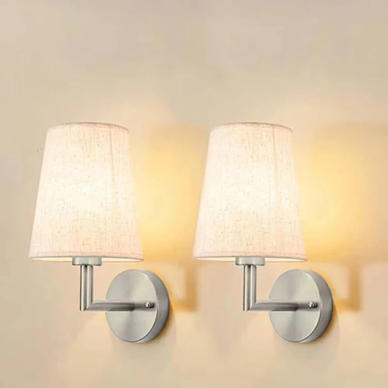Two pack Battery powered wireless wall light Comes with remote control and rechargeable light bulb for bedroom living room Hallway
