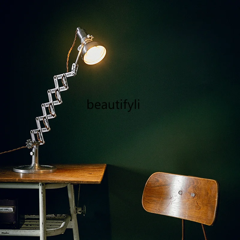 

yj Retro Cast Aluminum Folding Table Lamp Industrial Style Living Room Bedroom Ambience Light