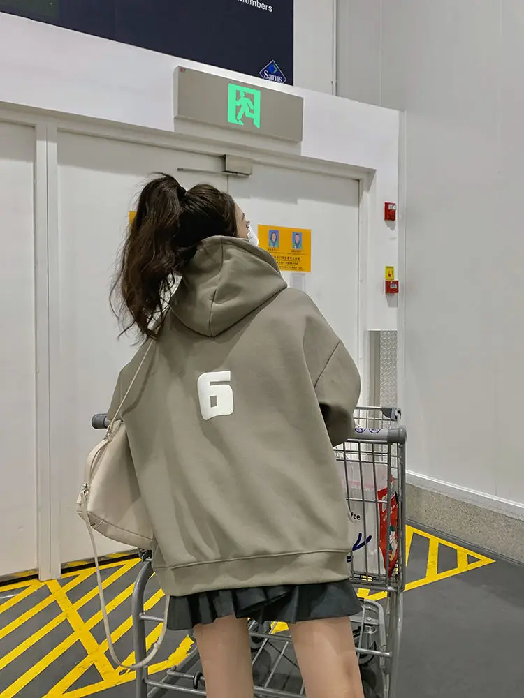 Women's Casual Hoodie Loose Color Blocking Fashion Printing Women's Sweatshirt Kpop Clothes Y2k Clothes Oversized Hoodie