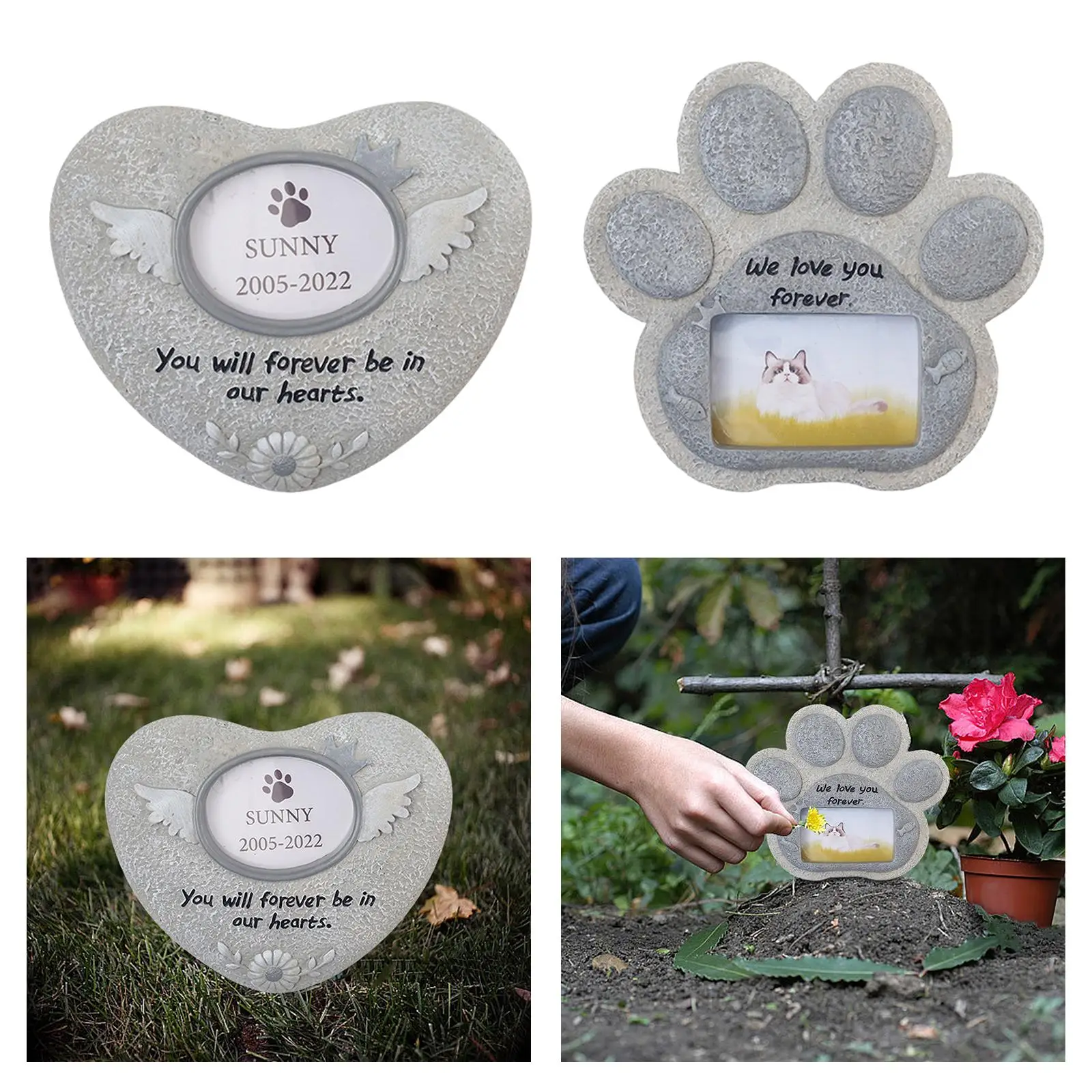 Dog Memorial Stones for Dog or Cat Loss Gift Small Grave Stone Memory Plaques Outdoor Lawn Patio Yard Decoration