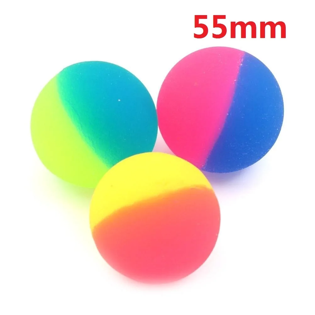 42/55mm Bicolor Elastic Ball Toy Children Colored Boy Bouncing Ball Rubber Kids Sport Games Elastic Jumping Balls 6