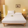 High Quality Fitted Sheet Solid Color Mattress Cover With Elastic Band Bedsheet Single Double Queen Size Fitsheet 2