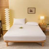 High Quality Fitted Sheet Solid Color Mattress Cover With Elastic Band Bedsheet Single Double Queen Size Fitsheet 2