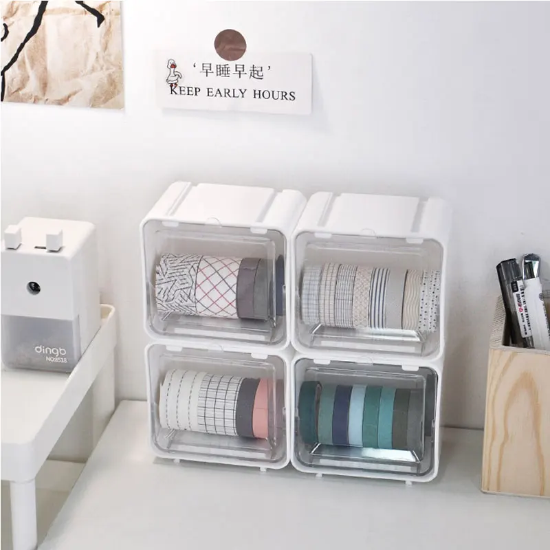 Washi Tape Storage Box Masking Tape Dispenser School Office Stationery Tape Holder Desktop Tape Storage Organizer Home Supplies