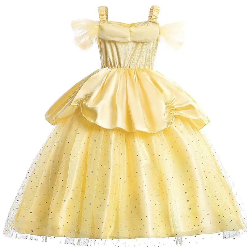 Girl Belle Princess Dress Kids Beauty and The Beast Costume Girl Baby Christmas Princess Birthday Party Fancy Dress 2-10 Years