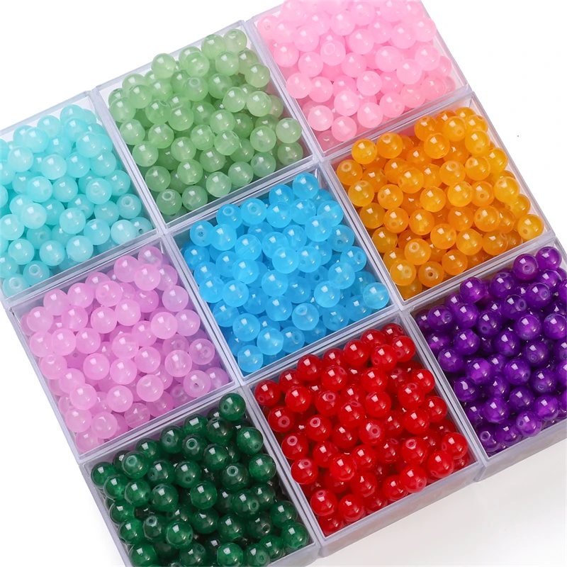 50-Piece Set of Vibrant Glass Imitation Jade Beads for Handmade Jewelry Crafting