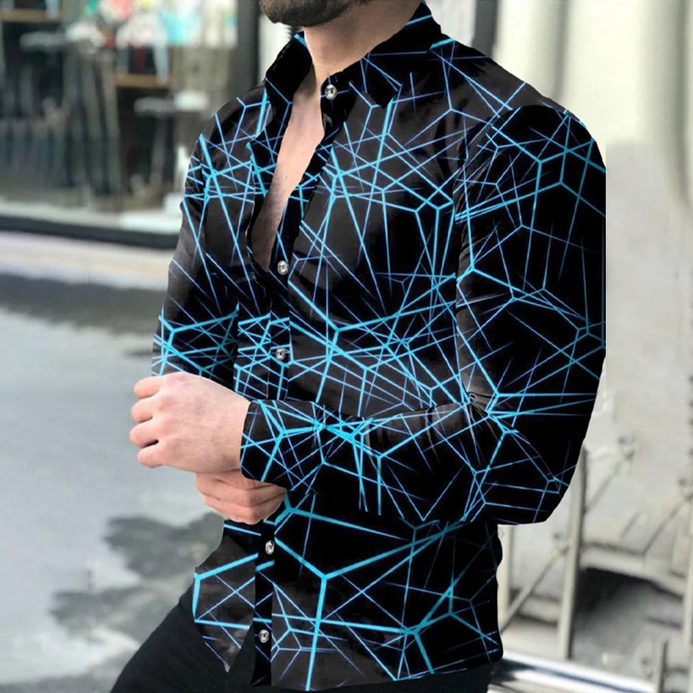 

Long Sleeve Men's Shirt with 3D Graphics Ideal for Muscle Fitness and Casual Wear Designed for Parties and Daily Use