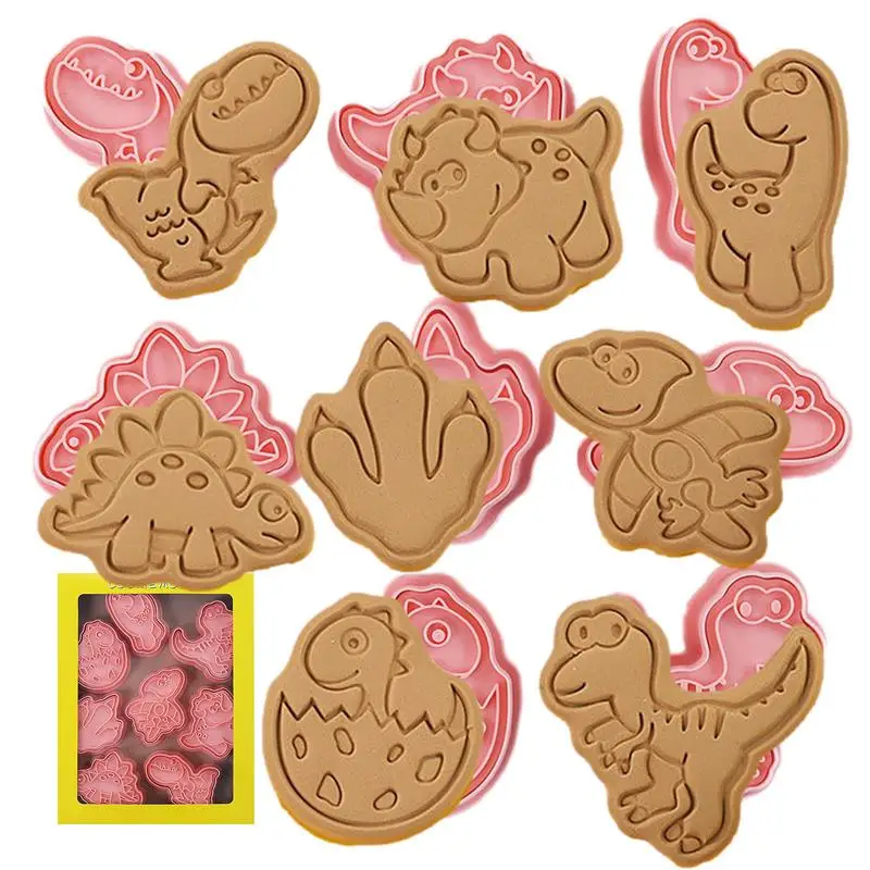 

Dinosaur Mold Biscuit Cutter Tool 8pcs 3D Cookie Stampers Dinosaur Biscuit Cutters Dinosaur Shaped Cookie Cutters Dinosaur