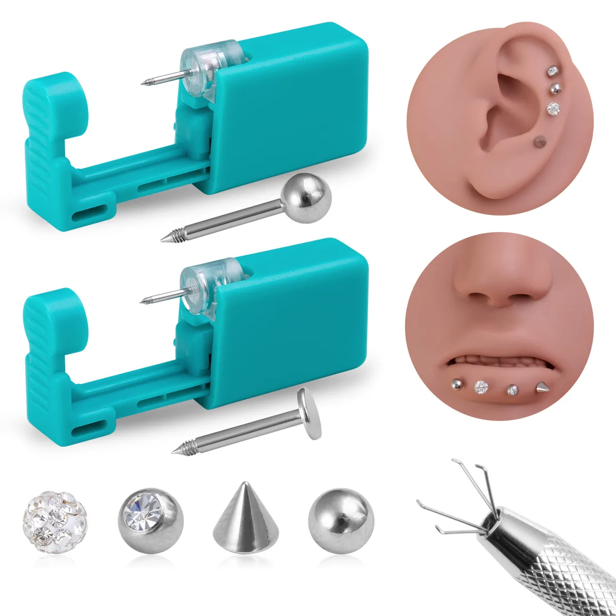 16GaugeDisposableSterileLipEarCartilagePiercingGunToolKit