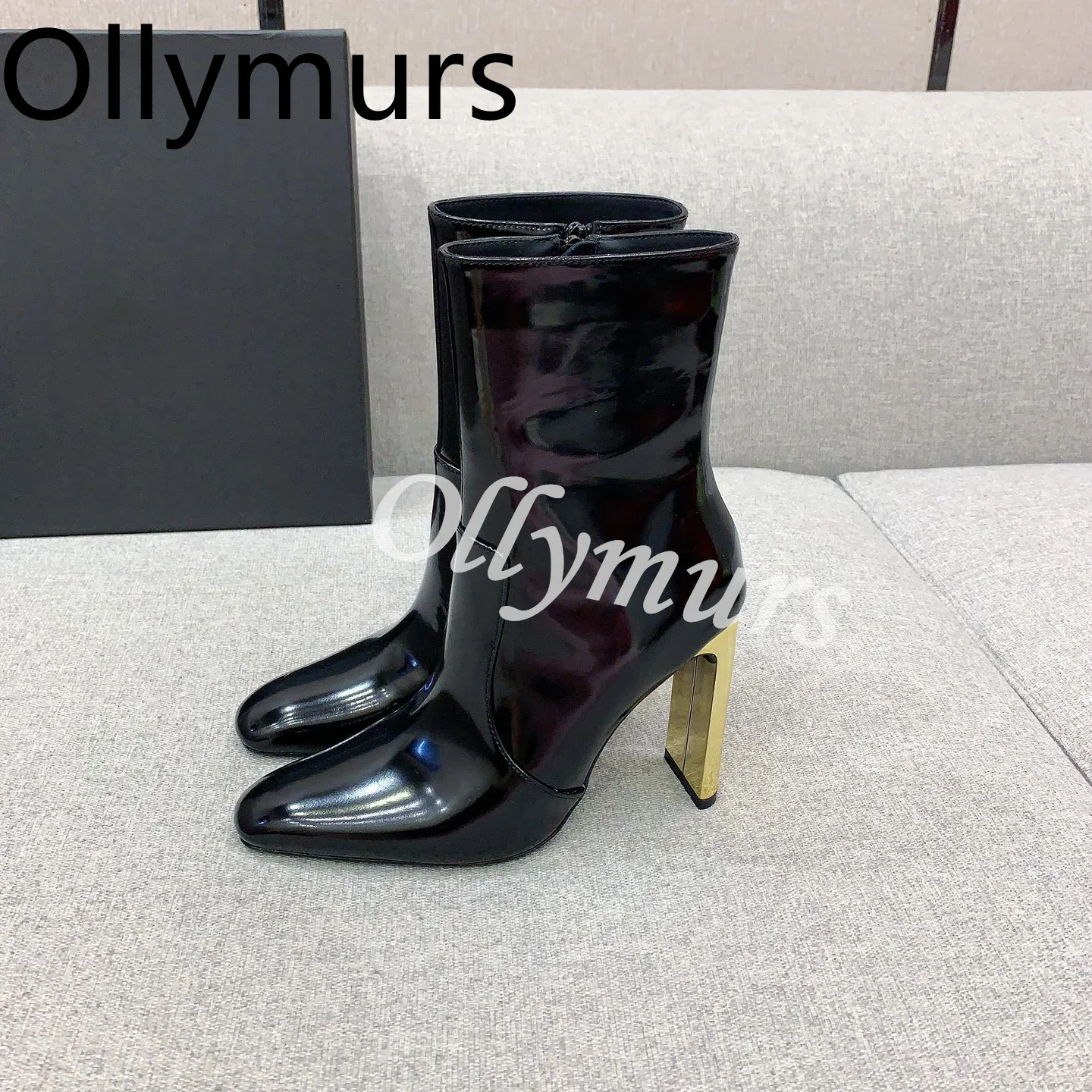 

Ladies Shoes New Arrival Real Leather 2023 Brand Designer Runway Ankle Boots Blade Heel High Heels Shoes Women