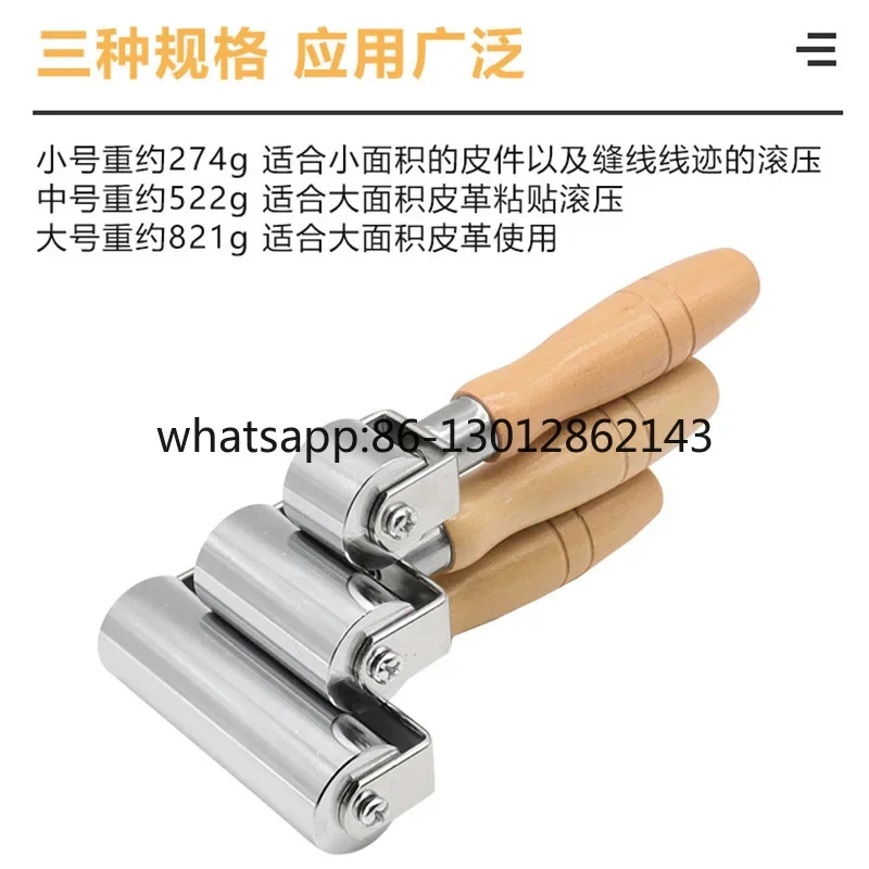 가죽 엣지 프레스 롤러 나무 손잡이 솔리드 핸드 푸시 롤러 엣지 프레스 가죽 평탄화 수제 DIY 가죽