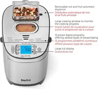 Electric Bread Maker - 2lb Loafs  Non Stick Removable Pan  Automatic Nut Dispenser 13 Preset Programs - 550W 2