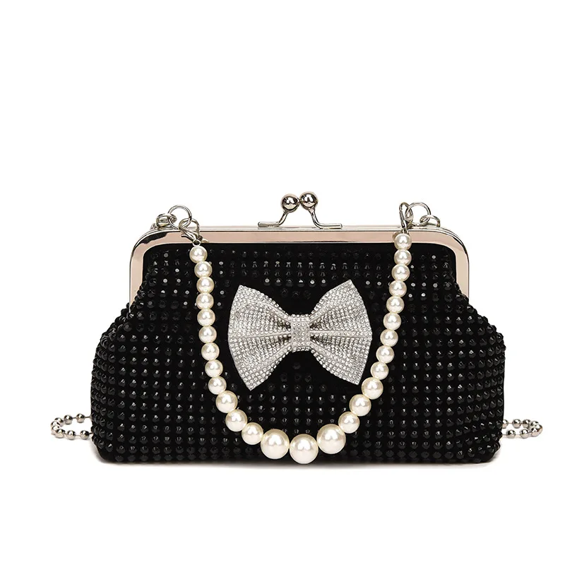 

Bagkcopp Women Bowknot Bridesmaid Girl Bride Evening Clutch Bag Mini Handbag Crossbody Bags for Prom Cocktail Party Wedding