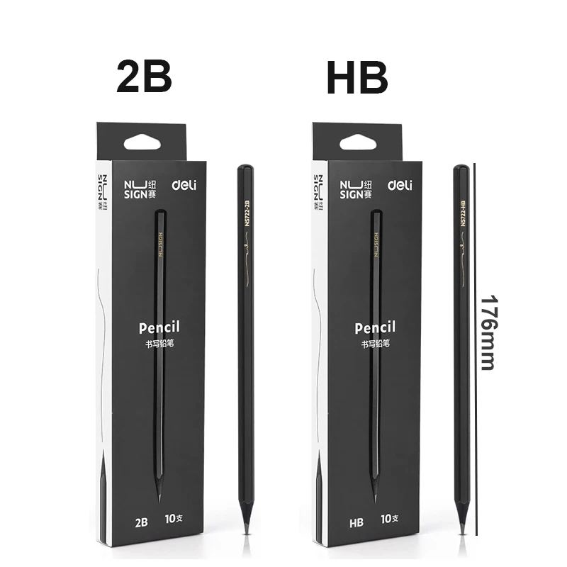 델리 블랙 우드 연필 세트 흑연심 HB 2B 문구용 필기 연필 어린이용 가정 사무실 학교 미술 드로잉 용품
