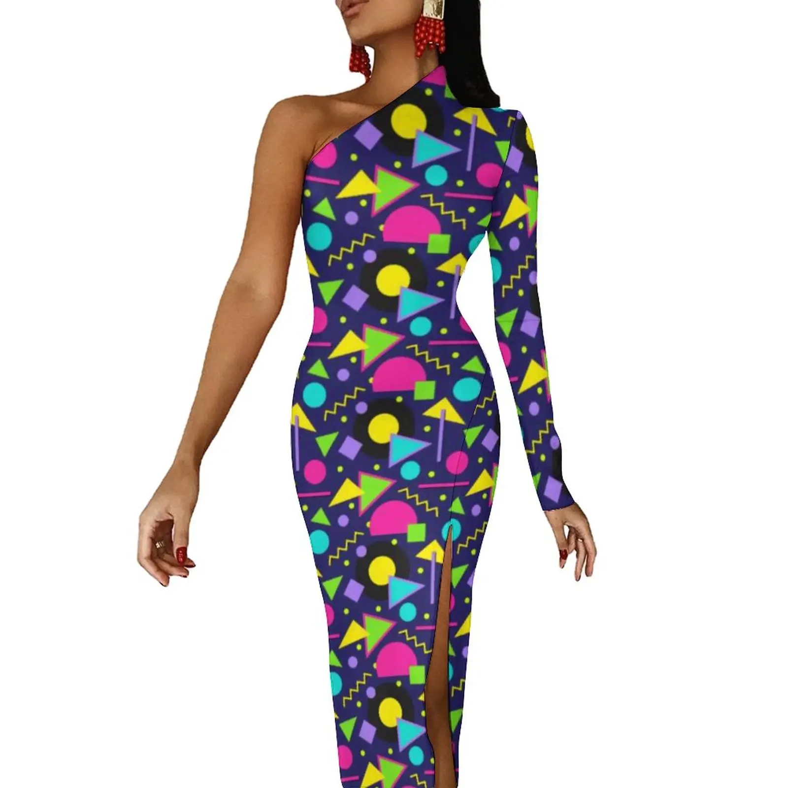 I Love The 80S Retro Heart Long Dress Female Cute Graffiti