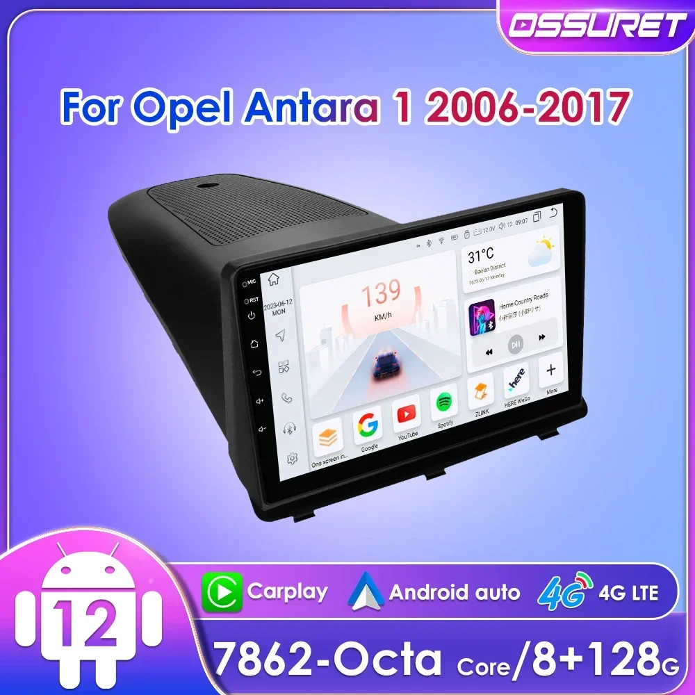 

9" Ossuret 2Din Android12 Car Radio for Opel Antara 2006 - 2017 Multimedia GPS Navigation 4G CarPlay RDS DSP BT WiFi SWC UI7862