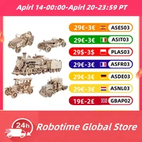 Robotime Rokr Classic Car 3D Wooden Puzzle Train Army Jeep Heavy Truck Vintage Car 1:15 Scale Model Building Kits for Kids