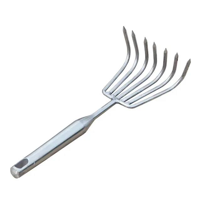 Stainl Steel Welded Handle Small Rake Garden Multi-Claw Loosen Soil Rake Seood Driving Garden Tool Metal Handheld 4