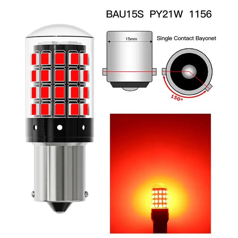 2pcs 1156 BA15S P21W BAU15S PY21W 7443 W21/5W T20 7440 W21W WY21W 1157 P21/5W BAY15D 54 LED Bulbs CanBus Lamp Turn Signal Lights - Image 20