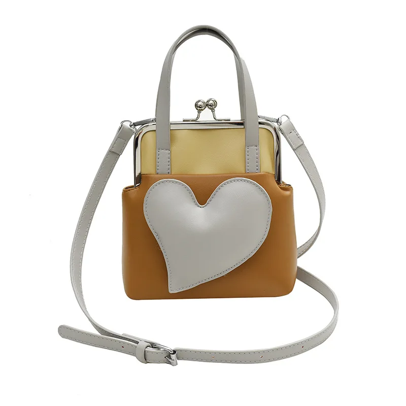 Heart Shape Women's Small Handbag Party Clutch 2024 Fashion Shoulder Messenger Bag Ladies Pu Leather Crossbody Bag Bolsas