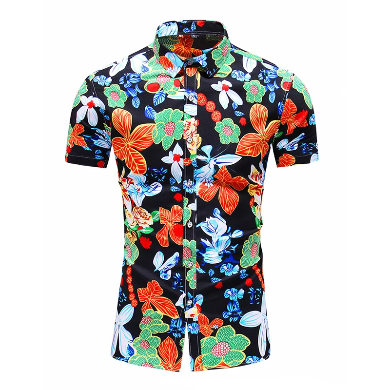 

Fashion New Summer Shirt Men Casual Short Sleeve Floral Shirts Hawaiian Male Flower Printed Beach Holiday Camisa 5XL 6XL 7XL