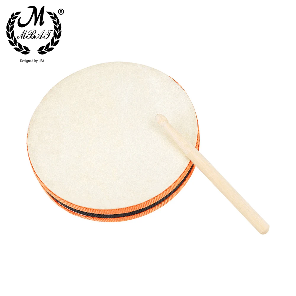 M MBAT Hand Drum Double-sided Sheepskin Tambourine Percussion Instrument Portable Kids Musical Gift Child Educational Toys foot bell hand tambourine elliptical cajon box drum companion accessory for hand percussion instruments teaching students55