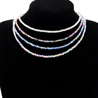 Collier ras du cou en perles de rocaille simples pour femmes, breloque de mode coréenne colorée faite à la main, style Boho, chaîne de cou, bijoux cadeau 6