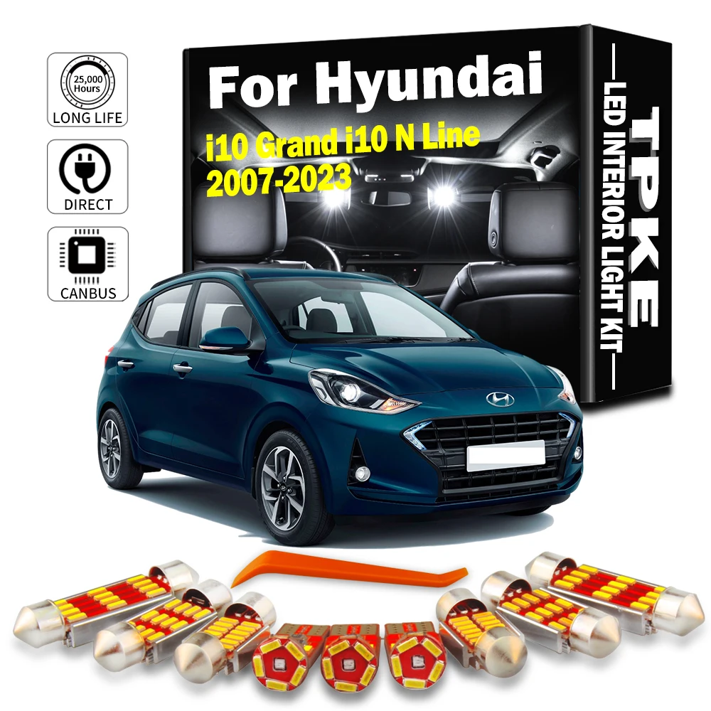 TPKE 9Pcs LED Interior Map Dome Light Kit For Hyundai i10 Grand i10 N Line 2007 2017 2018 2019