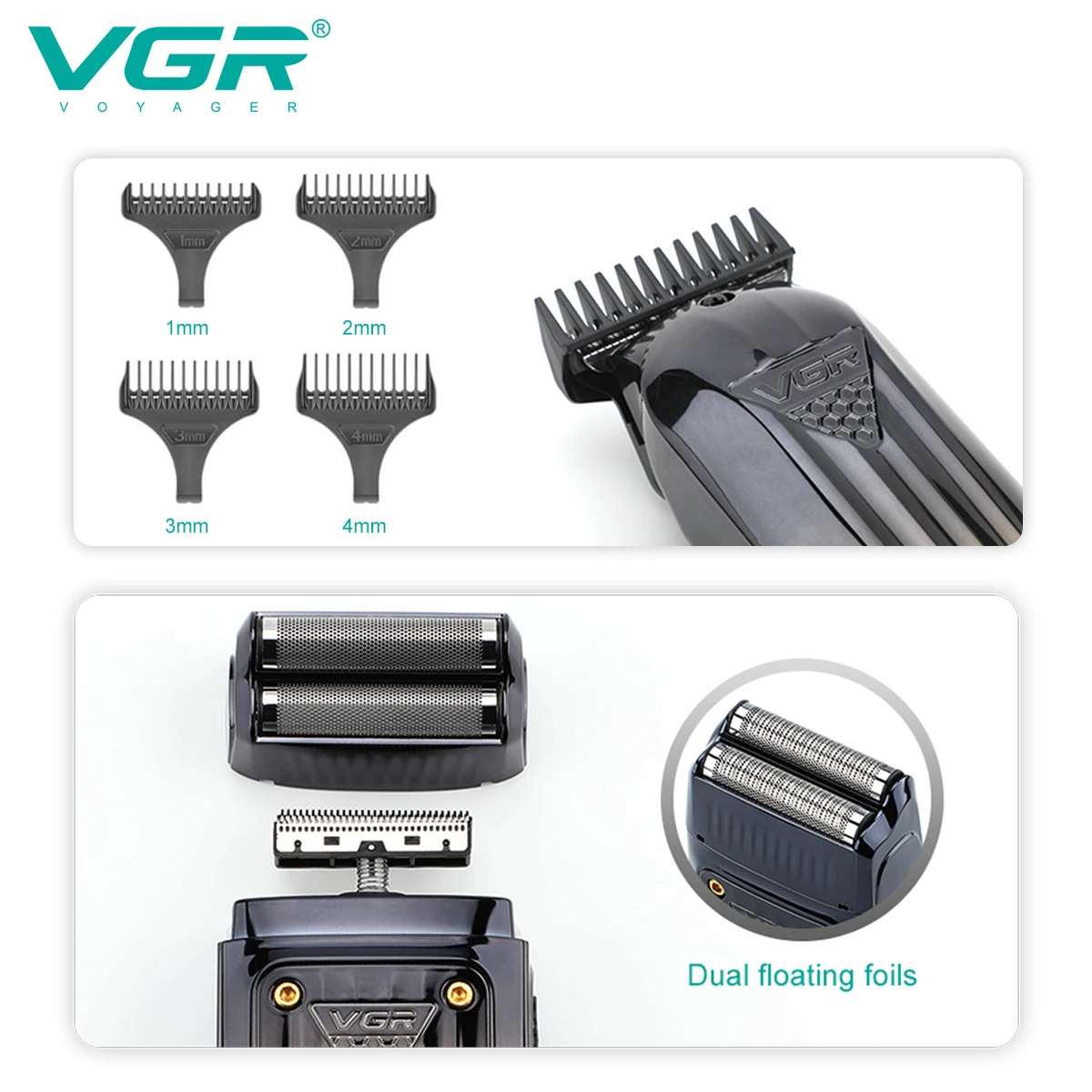 VGR Hair Trimmer Professional Electric Shaver Razors Portable Beard Trimmer Adjustable Clipper Barber Hair for Men V-644 hair clipper,electric shaver,hair trimmer