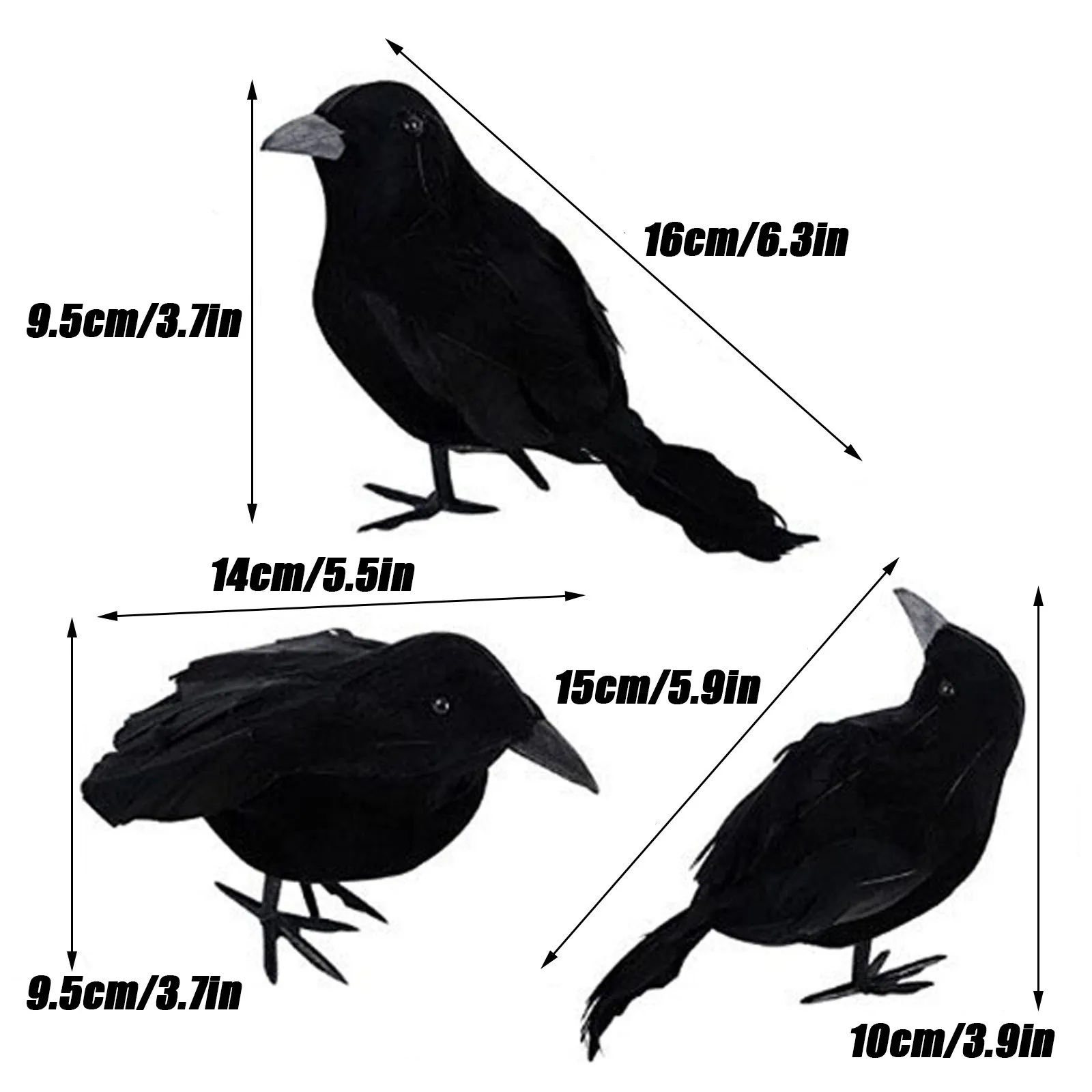 Plastic Realistic Crow Ornament Desktop Decoration 6pcs/Set For Halloween Room Decor Party Decor