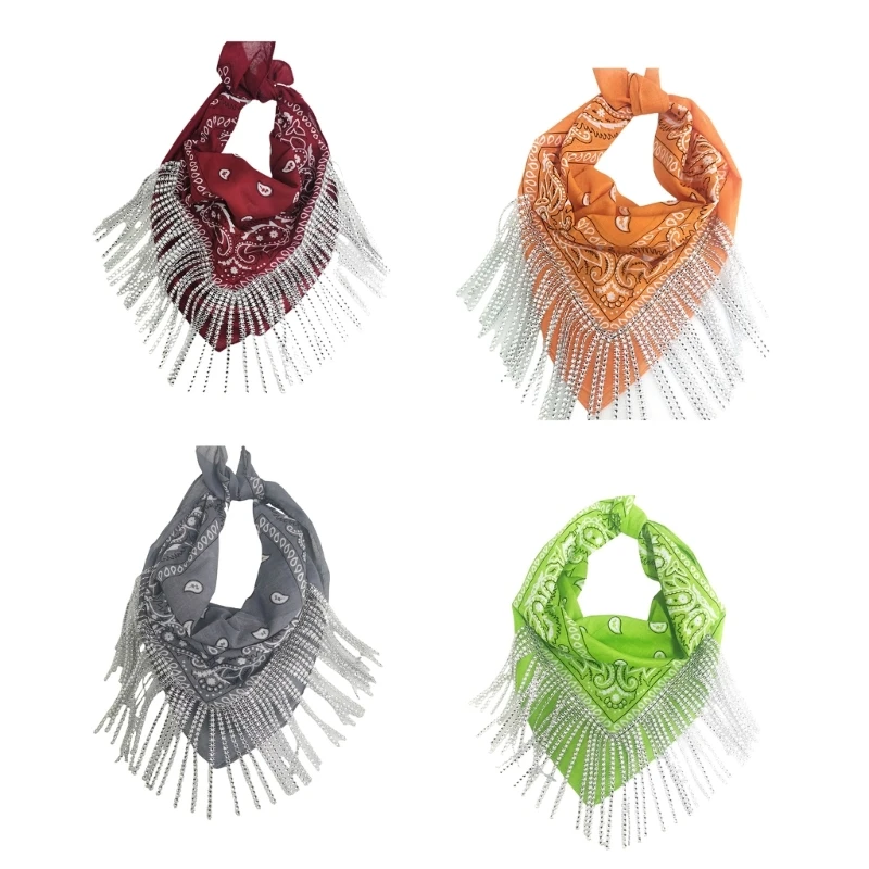 

Красивый шарф-бандана с бахромой. Удобный и привлекательный головной убор для женщин.