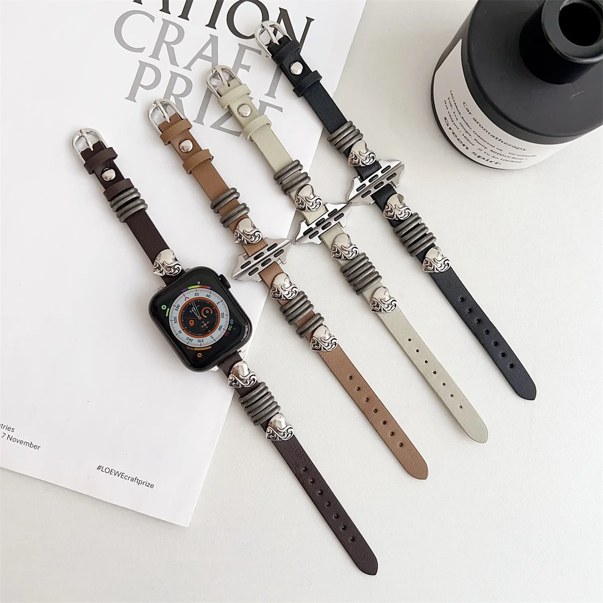 Bracelet de montre pour iWatch 42/44/45/46/49 mm 38/40/41 mm Bracelet de montre tendance en cuir PU pour montres de la série Ultra2 Série 10/9/8/7/6/5/4/3/2/1_voghion.com
