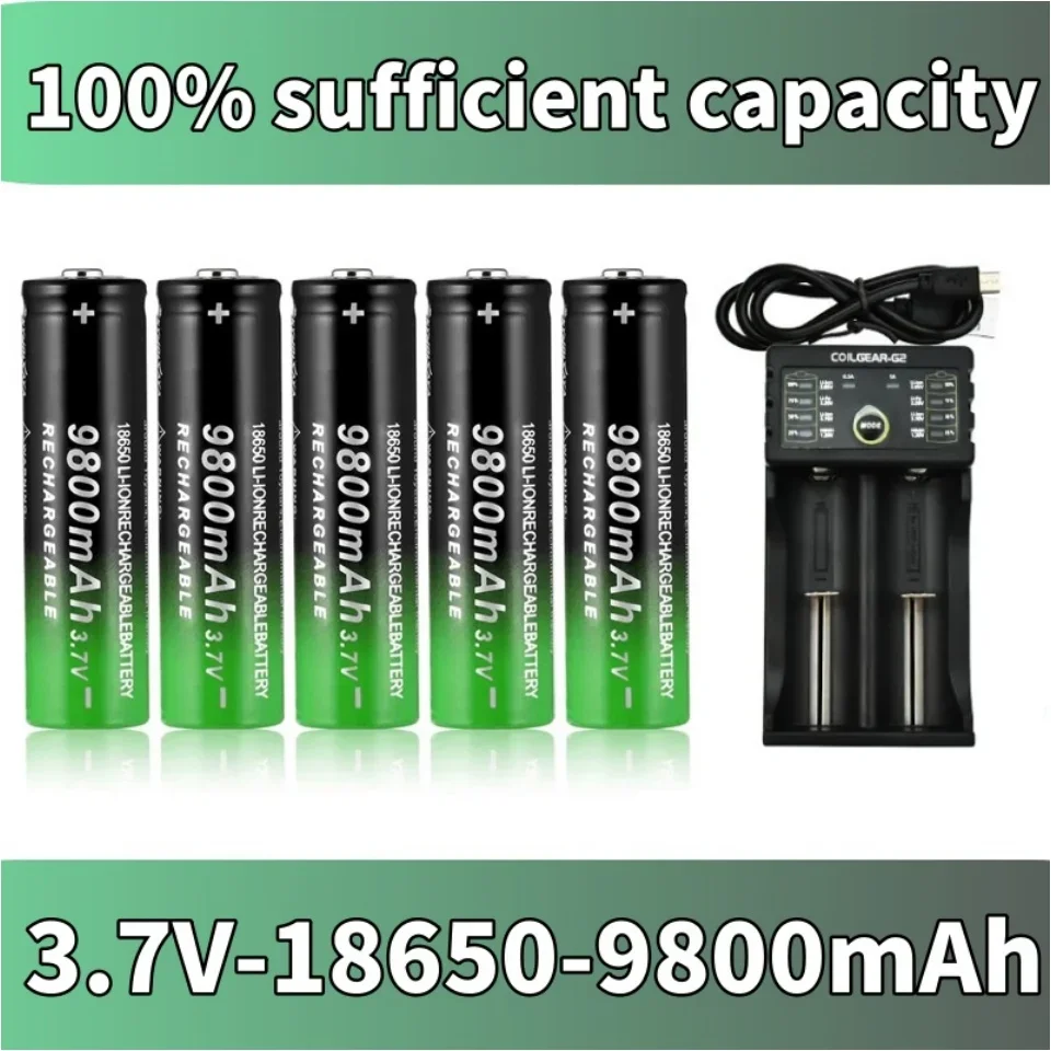 

New 100% High Quality 18650 3.7V 9800mAh Lithium ion Rechargeable Battery for Flashlights, Remote Control+Free Shipping