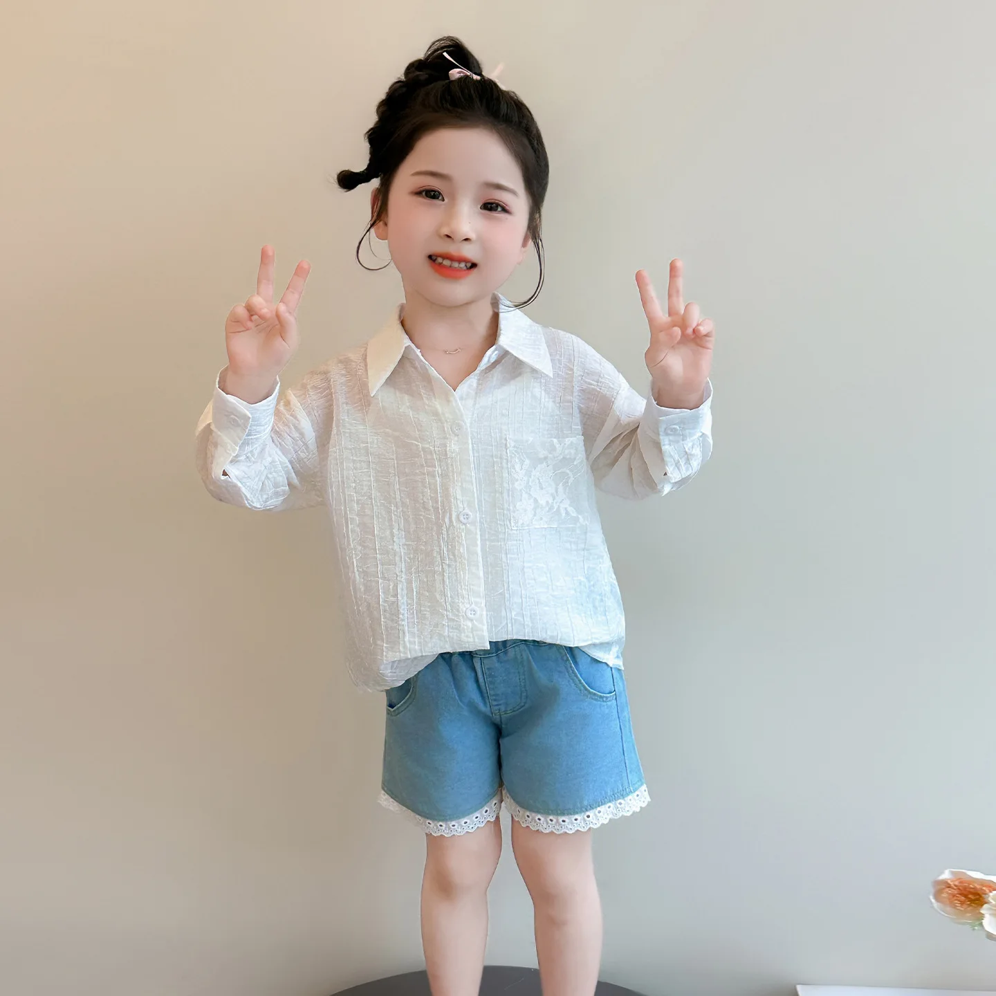 여아 셔츠 여름 2026 신상 한국 스타일 레이스 아동 자외선 차단 셔츠 자켓 여름 얇은 상의
