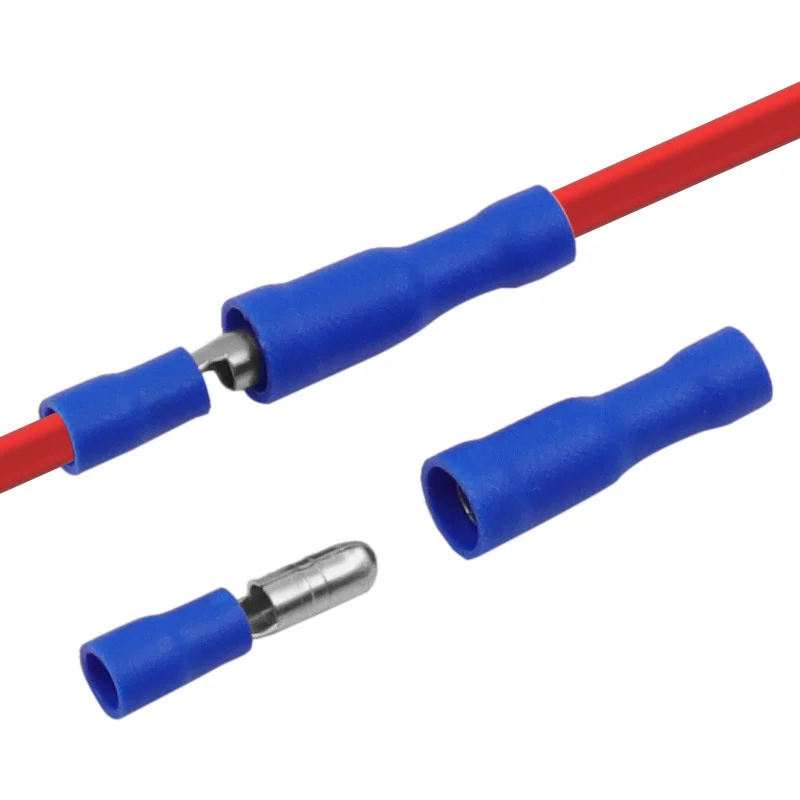 1000pcs Male And Female Plug Spring Cold Pressed Wiring Terminal Blue Pvc Bullet Wire Male And Female Butt Joint Terminal