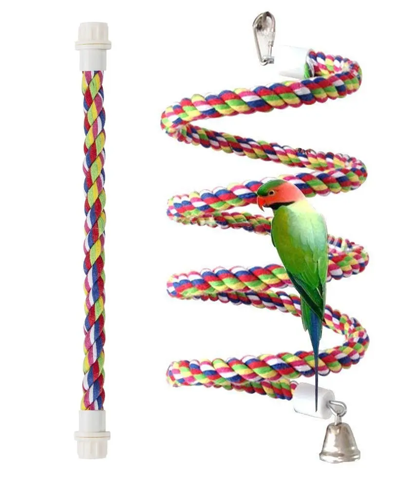 Bird Rope Perches Birdcage Swing Toys Peck/Chewing with Bell Climbing