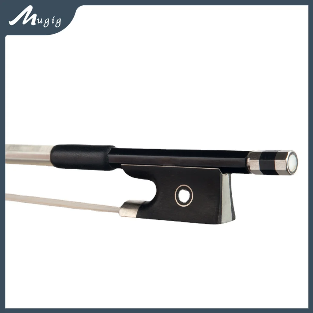 Mugig 4/4 3/4 1/2 1/4 1/8 Violin Bow Carbon Fiber Round Stick W/Ebony Frog Acoustic Violin Bow Carbon Fiber Violin Bow