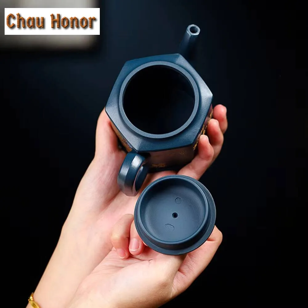 230ml Tradition Yixing Purple Clay Teapot Handmade Azure Mud Clay Palace Lantern Tea Pot with Filter Beauty Tea Kettle Teaware