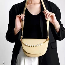 

Fashion All-match Women Pearl String Bag Elegant High Quality Buckle Crossbody Bag Ladies New Candy Colors Shoulder Underarm Bag