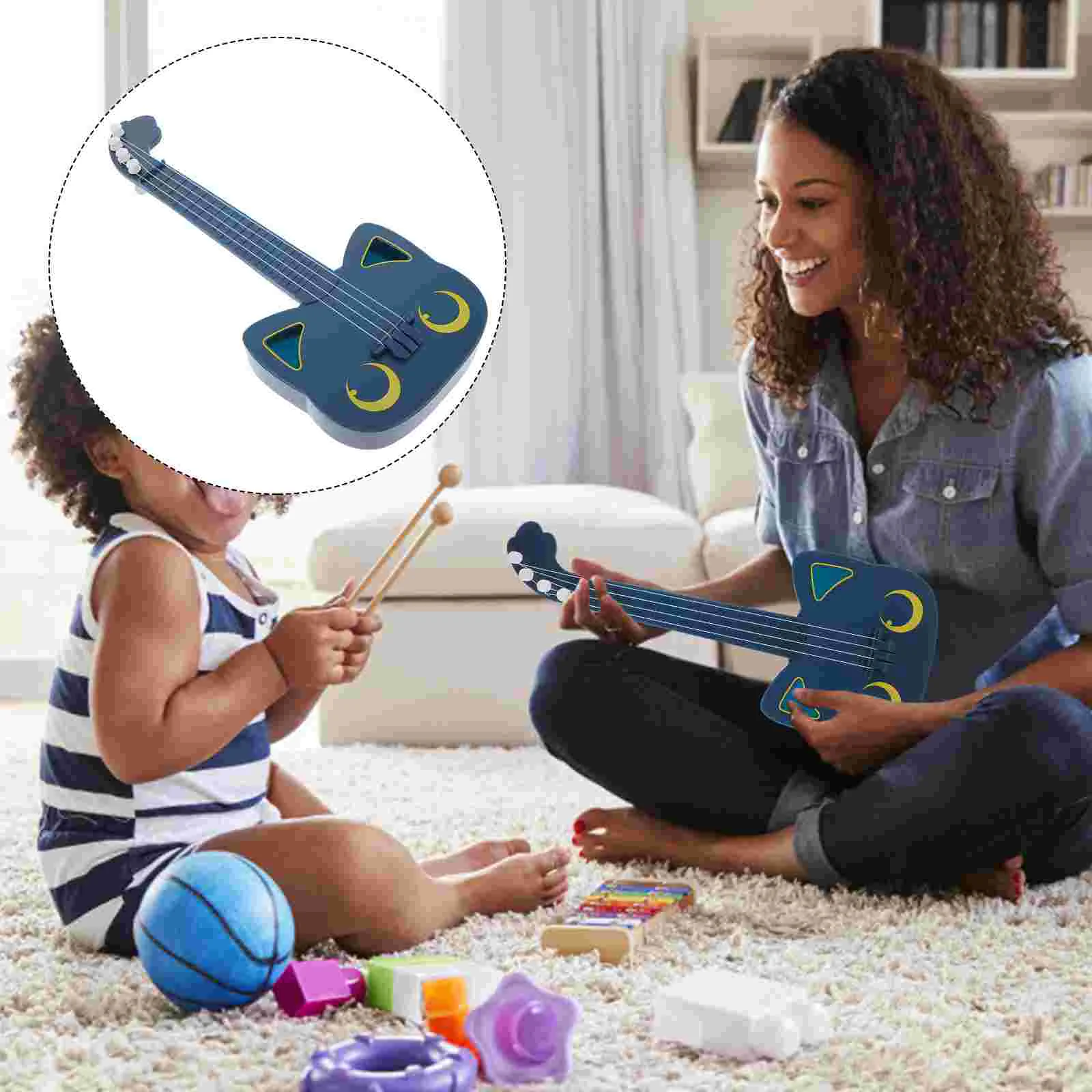 

Ukulele Cat Theme Practical Toy Guitar Playable Exquisite Creative Small Toddler Music Toys