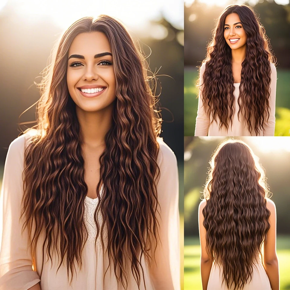 Synthetic Lace Front Wig 30 Inch Wavy Ombre Blonde Wig For Women