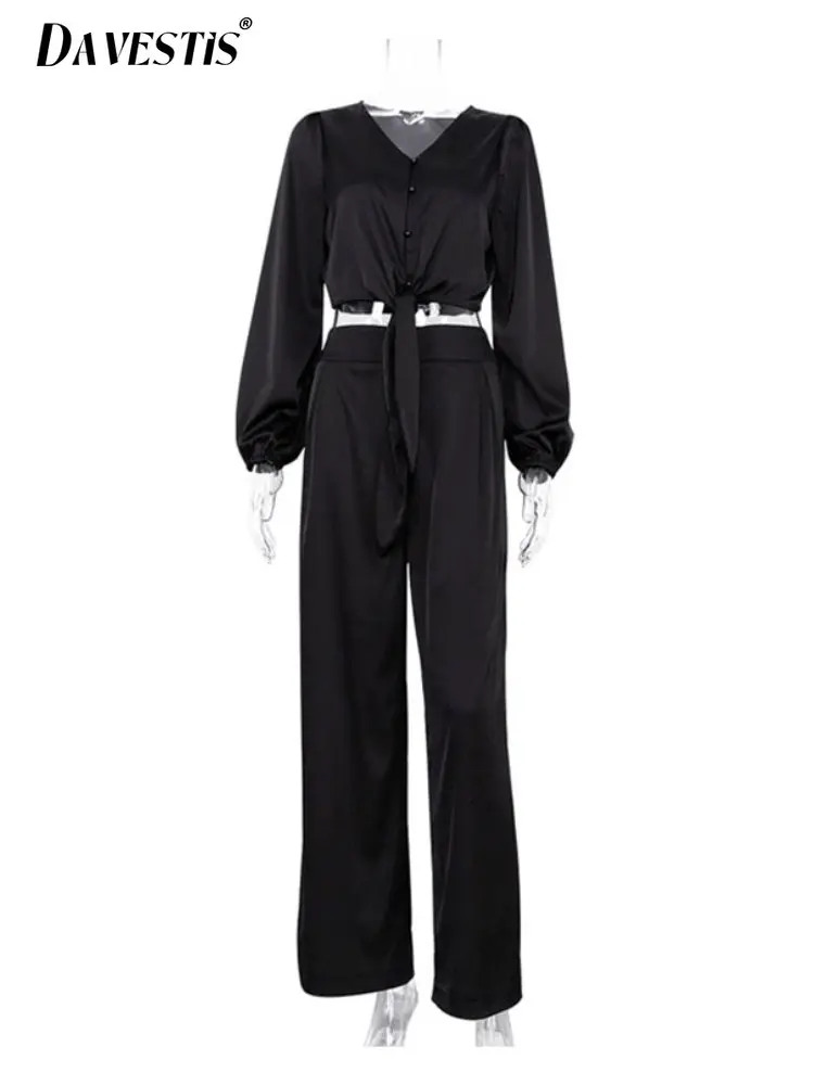 

Women Two Piece Outfits 2023 French Style Casual Long sleeve Top High Waist Trousers Suit Simple 2 Piece Outfits for Women