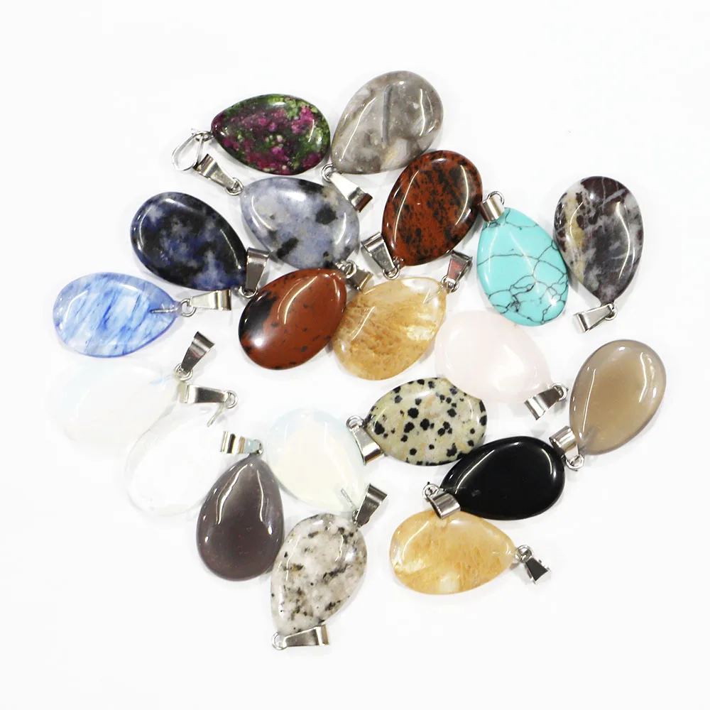 

30 шт., Разноцветные Подвески для ожерелья, в форме плоской капли