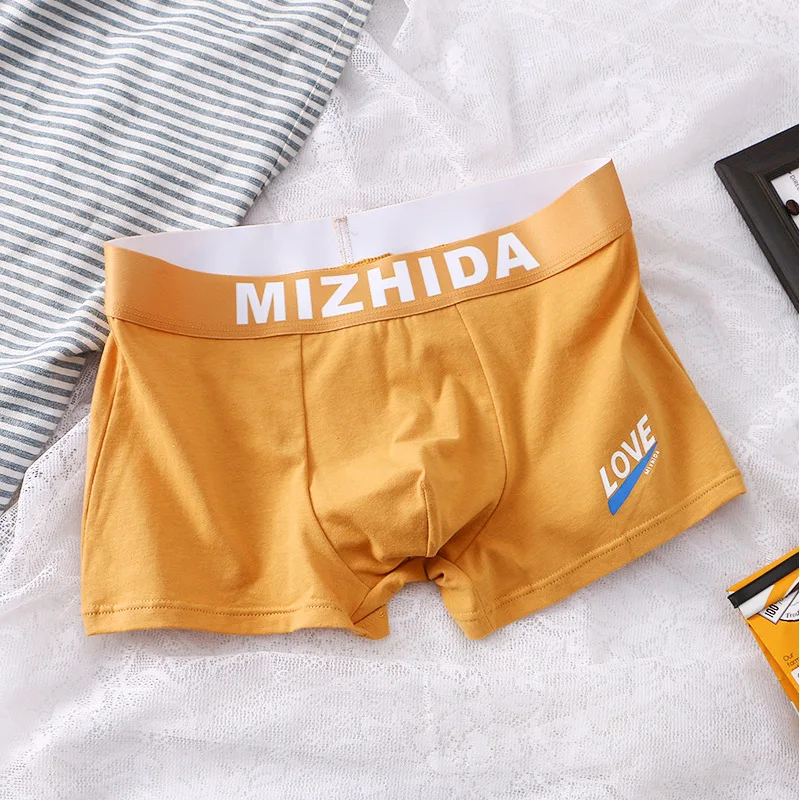 Men's Boxer Shorts Youth U Convex Pouch Underwear Cotton Summer Sports Bottom Panties Youth Breathable Trunk Young Aro Pants New