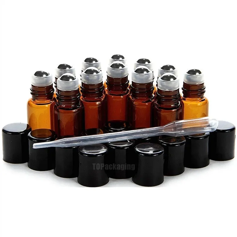 12PCS x 3ML Roll On Bottle Empty Glass bottles with Steel Roller Small Cosmetic Container For Essential Oil Sample Perfume Tube stainless steel leak filtered water bottle carbon 32 drnk dispenser water pump dispenser water dispenser water dispenser pump