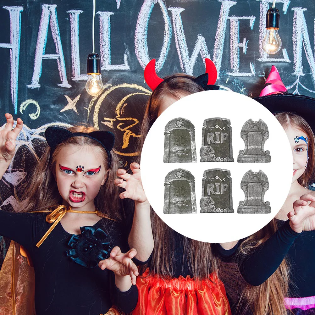 

5PCS/6pcs Halloween Tombstone Decorations Realistic and Reusable Haunted House Yard Decorations and Accessories (random style)
