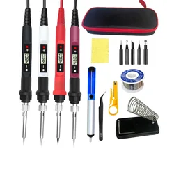 Kit de fer à souder électrique numérique 80W, température réglable 220V 110V, outil de soudage, pointes de soudage en céramique 